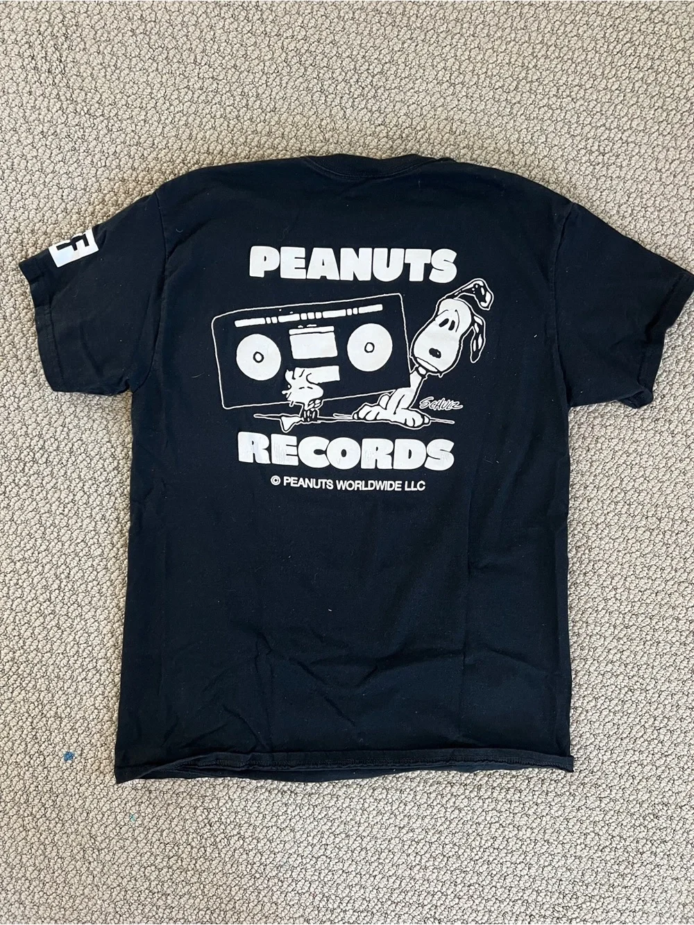 Peanuts Black & White Snoopy Records Dog Tee by Peanuts